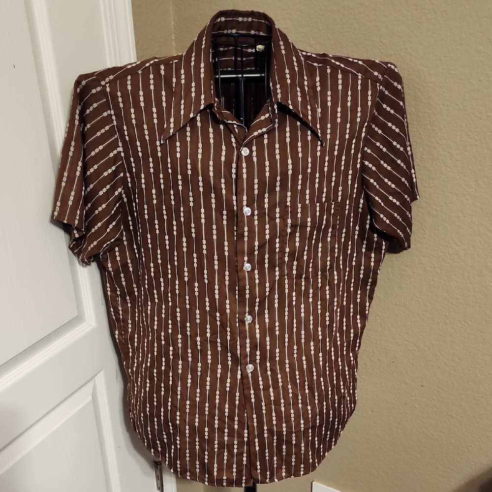 Vintage Men's Brown Striped Shirt